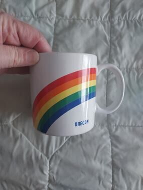 Oregon Rainbow Coffee Mug LARGE Heavy well made Vintage EUC no stains